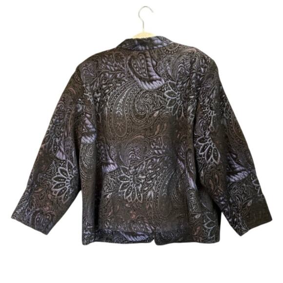 Susan Graver Womens 3X Black/Purple Paisley Full Zip Pockets Office Wear Jacket - Picture 2 of 7